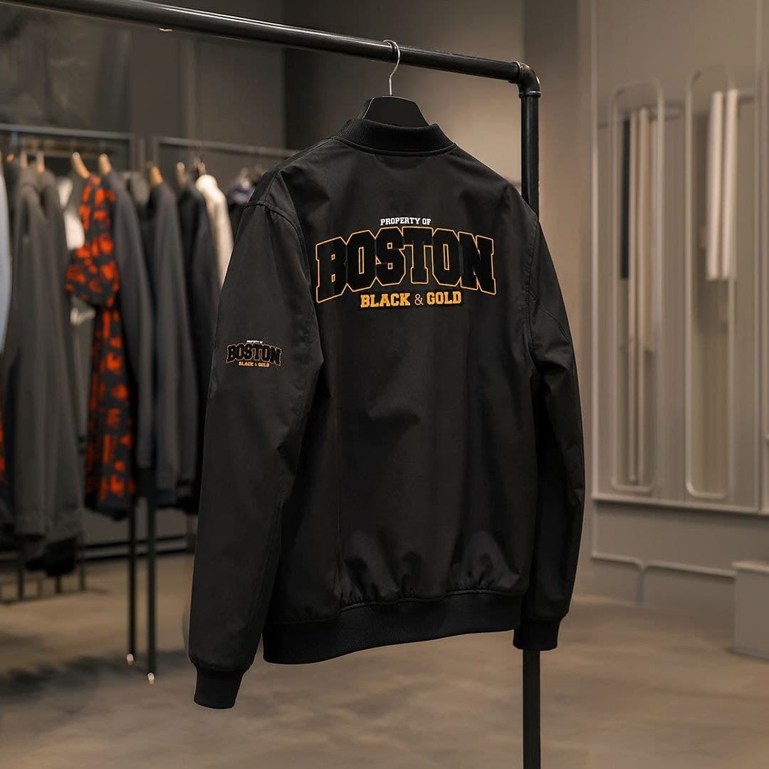 Jaqueta Fitness Bomber Esportiva Boston Black Gold